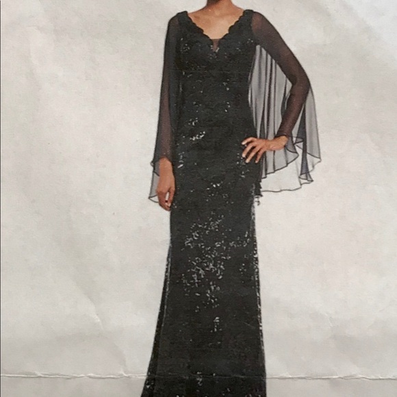 NWT Navy Evening Gown Ricki Freeman Teri Jon Sz 12 - Picture 1 of 6